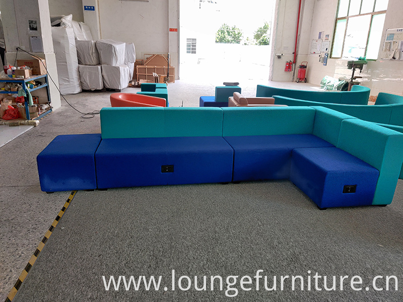 Modern design lounge furniture fabric L shape selection sofa for public area